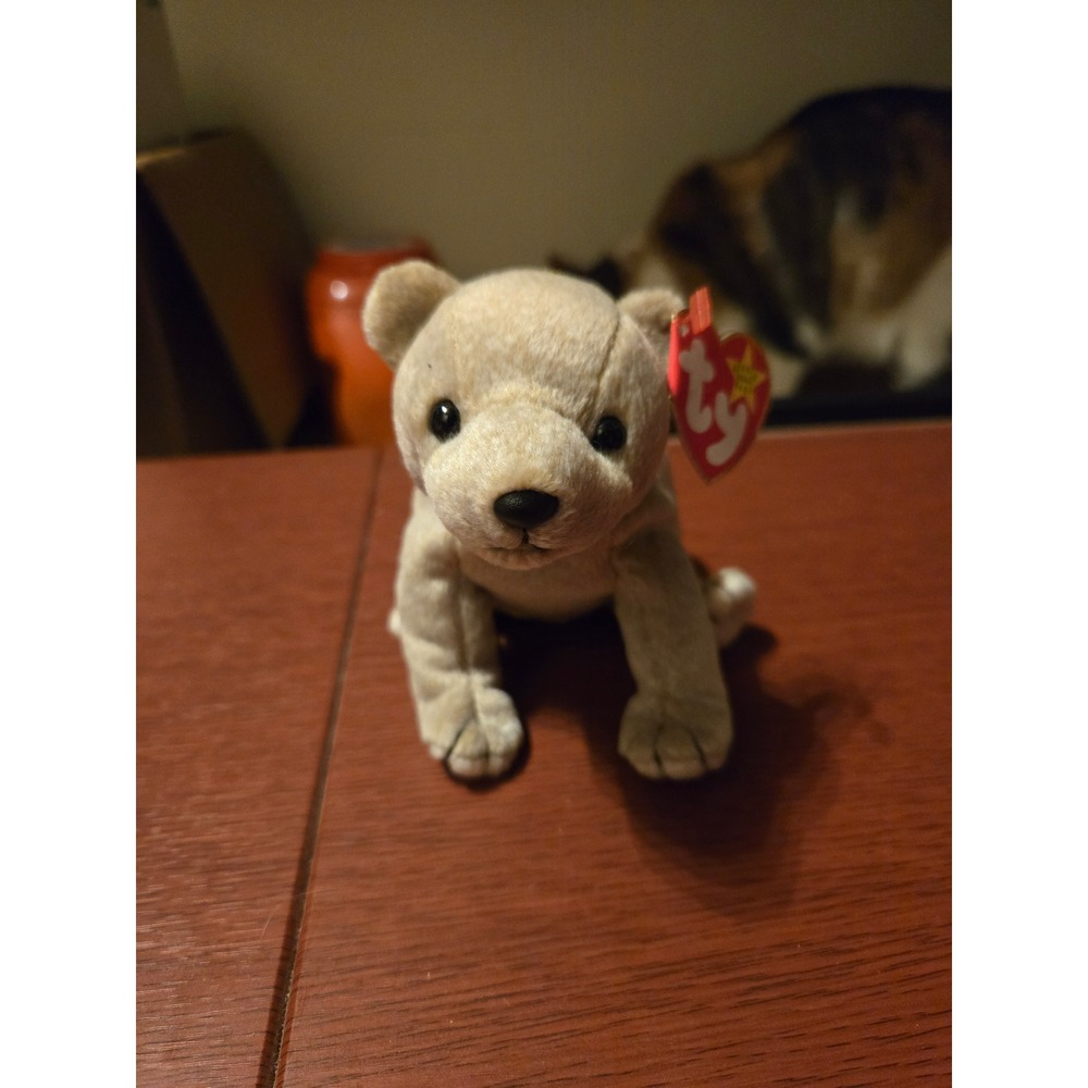Ty Beanie Baby Almond the Bear Tan Plush Stuffed Animal Collectible Toy